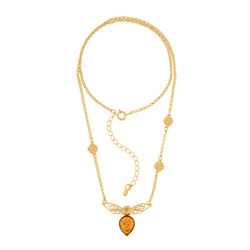 Silver necklace with amber